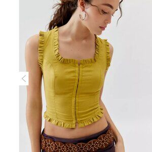 Urban Renewal Made In LA EcoVero™️ Linen Hook & Eye Ruffle Cropped Top